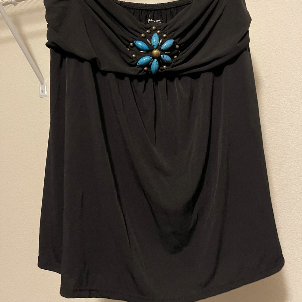 Black Jeweled Bandeau-Tunic Top